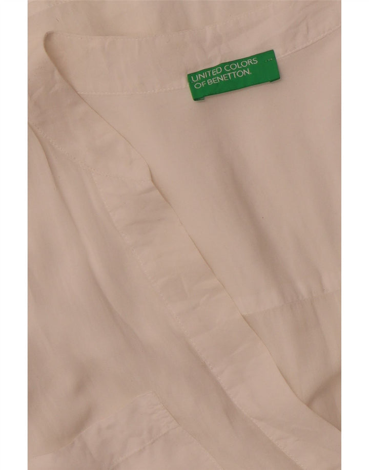 BENETTON Damen Langarm-Blusenoberteil UK 18 XL Weiß