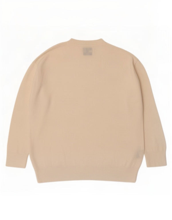 Massimo Dutti Herren-Pullover mit Rundhalsausschnitt, XS, Off-White-Viskose