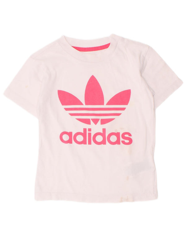 Adidas Mädchen T-Shirt mit Grafik, 2–3 Jahre, weiße Baumwolle