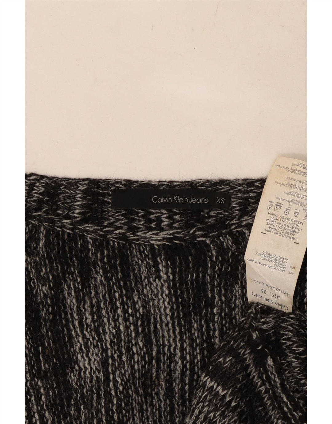 CALVIN KLEIN JEANS Damen-Pullover mit U-Boot-Ausschnitt, Gr. 6, XS, Grau meliert