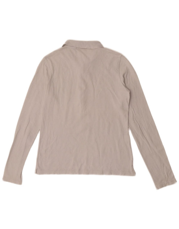 Lacoste Damen-Langarm-Poloshirt, Größe 40, mittelweiße Baumwolle
