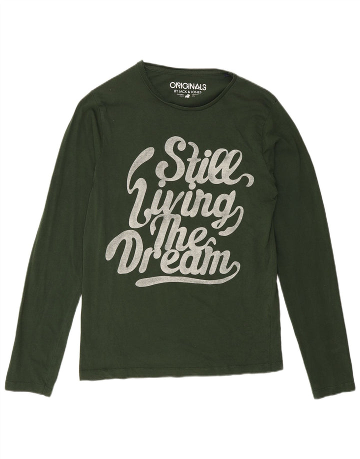 Jack & Jones Herren Grafik-Oberteil, langärmelig, Größe S, Grün