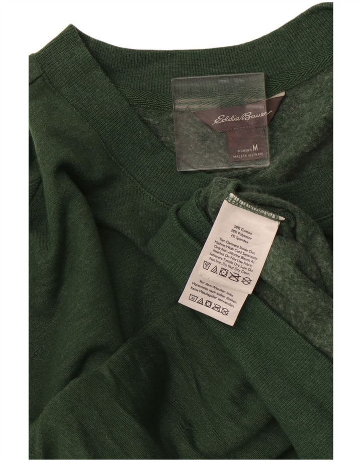 EDDIE BAUER Damen Sweatshirt Pullover UK 14 Mittelgrüne Baumwolle