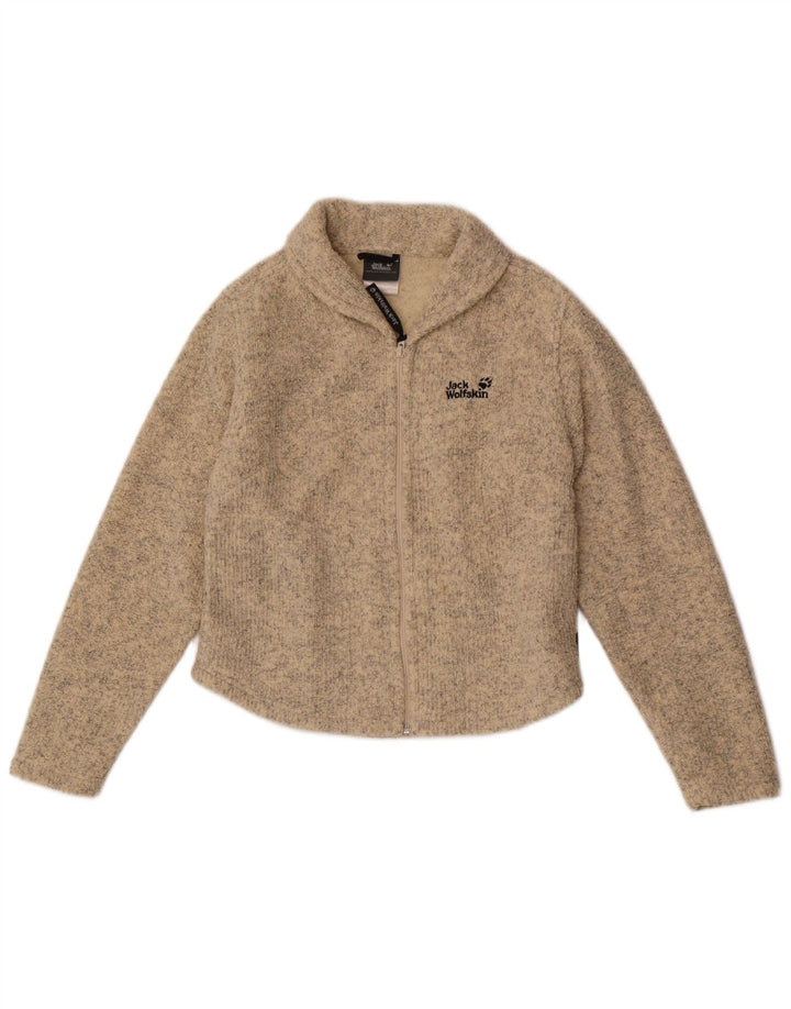 Jack Wolfskin Damen-Cardigan-Pullover UK 10 Small Beige geflecktes Polyester