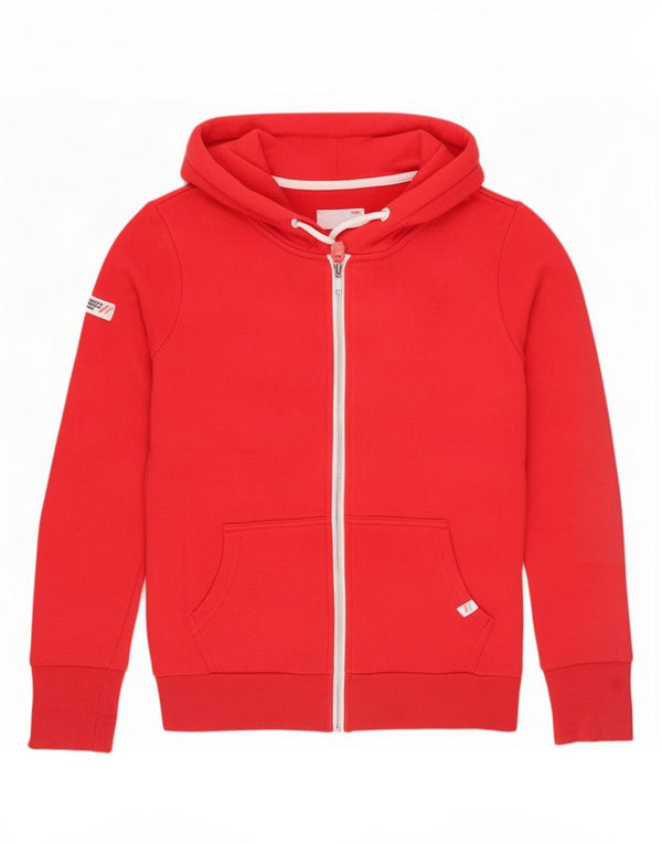 Superdry Damen-Kapuzenpullover mit Reißverschluss, UK 10, Größe S, Rot, Polyester
