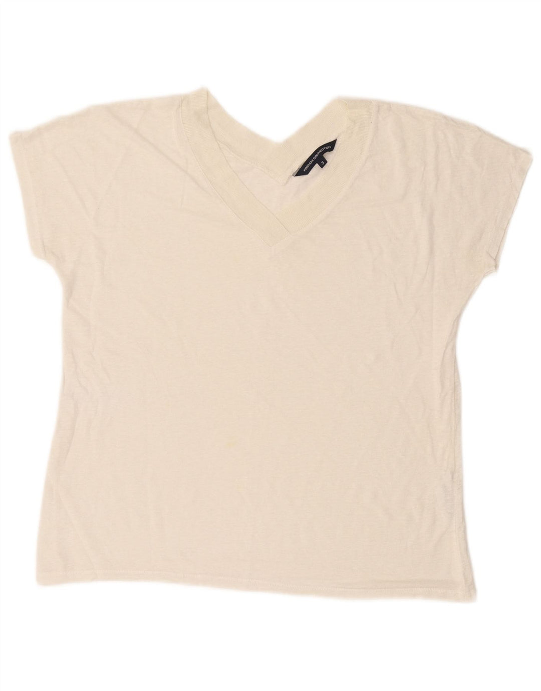 French Connection Damen Crop T-Shirt Top UK 10 Small Off White Linen