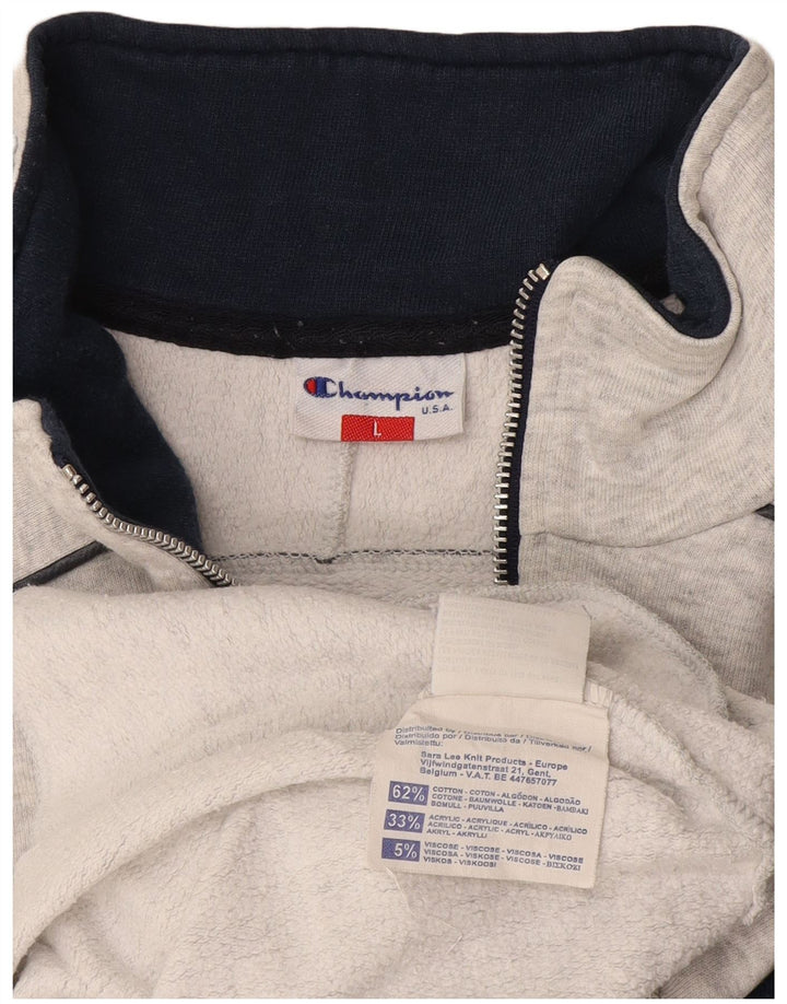Champion Herren-Sweatshirt mit grafischem Reißverschluss, Größe L, Grau, Farbblock