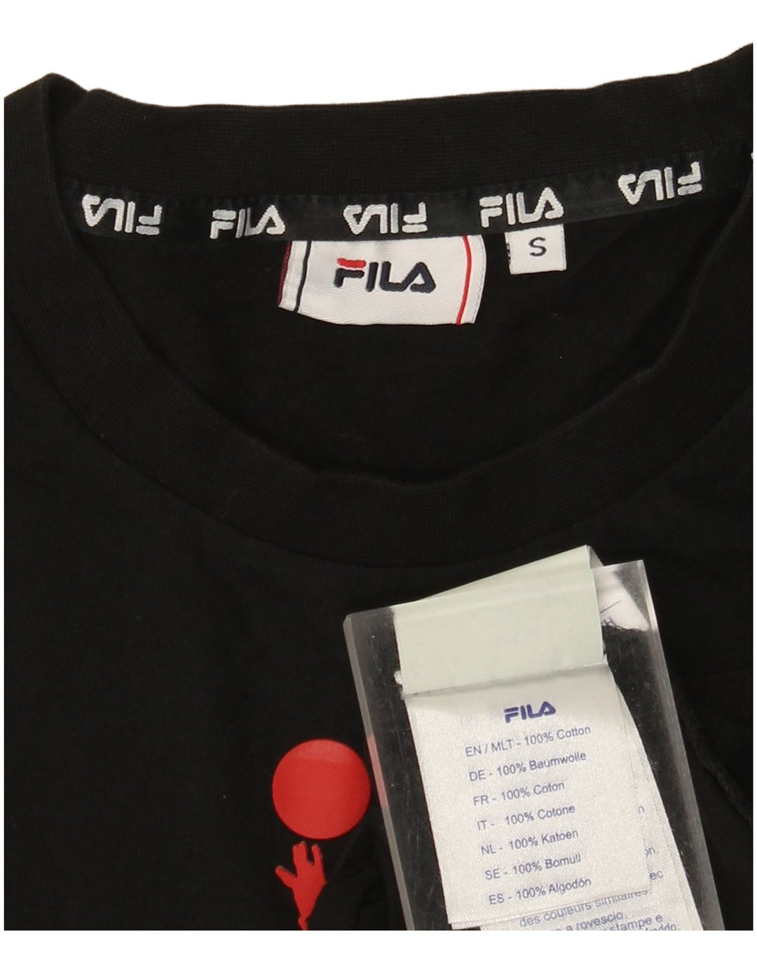 Fila Herren-T-Shirt mit Grafik, Größe S, schwarze Baumwolle