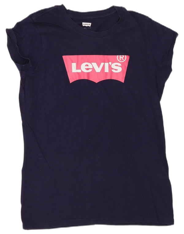 Levi's Mädchen-T-Shirt mit normaler Grafik, 15–16 Jahre, marineblaues Baumwoll-Logo