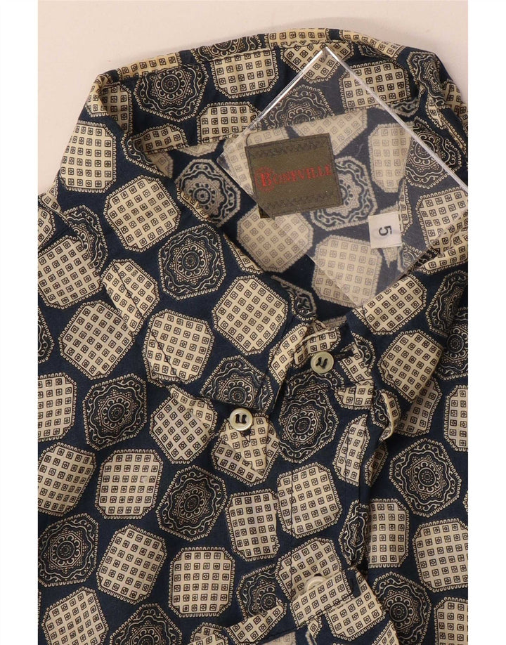 Boneville Herren-Kurzarmhemd, groß, blau, geometrisch
