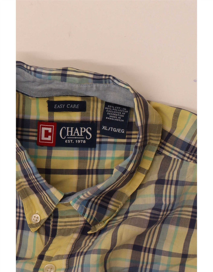 Chaps Herren-Kurzarmhemd XL, gelb kariert, Baumwolle