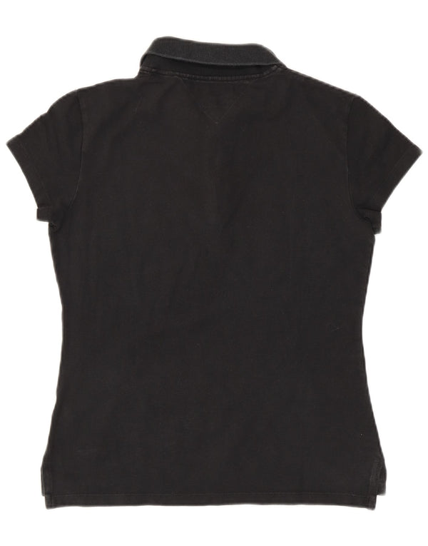 Tommy Hilfiger Damen Slim Fit Poloshirt UK 14 Large Schwarz Baumwolle