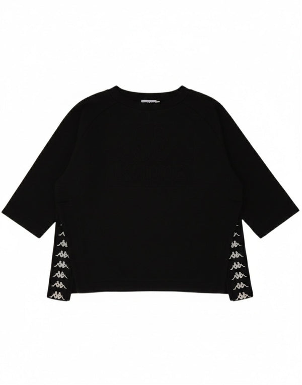 Kappa Damen Crop Graphic Top 3/4 Ärmel UK 14 Medium Schwarz