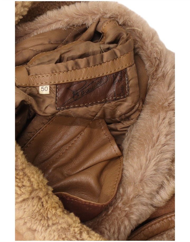 Vintage Herren Shearling Jacke IT 50 Large Beige