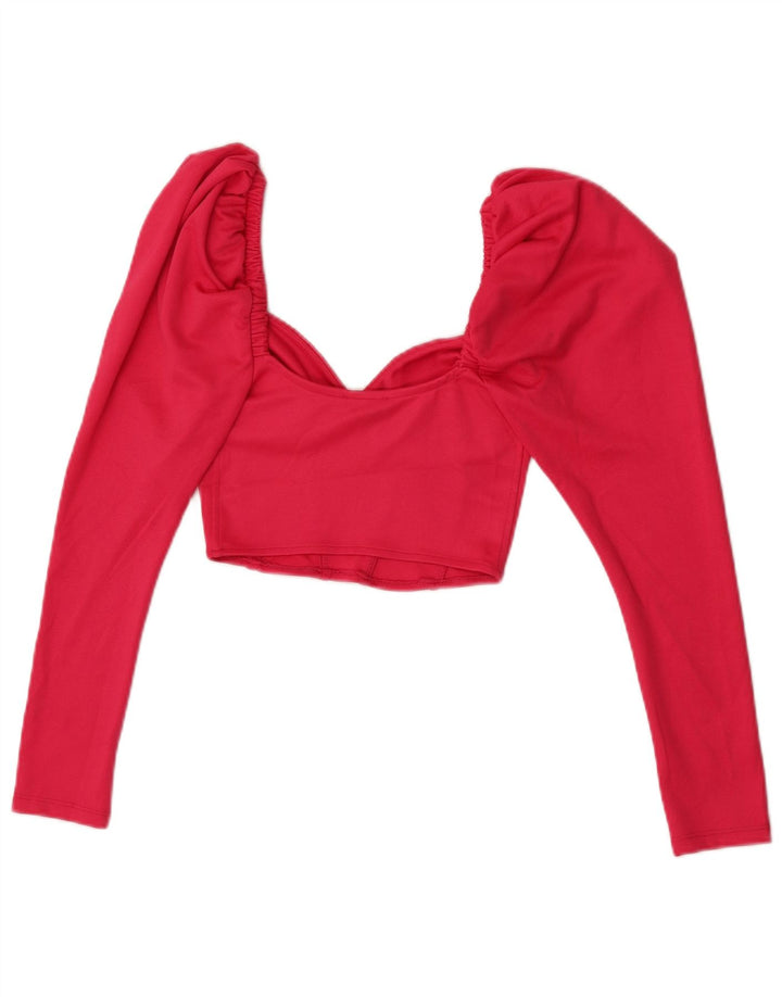 Zara Damen Langarm-Crop-Top UK 8 Small Pink