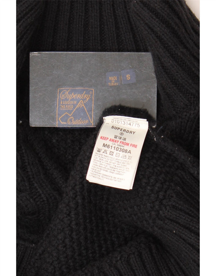 Superdry Herren-Pullover mit Reißverschluss am Kragen, Größe S, Schwarz, Acryl