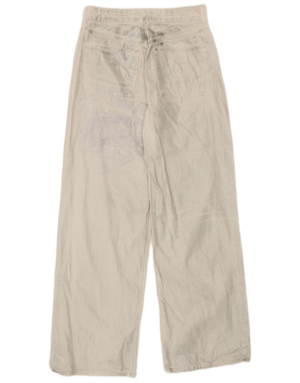 Zara Damen-Jeans mit hohem Bund und weitem Bein, EU 40, Mittel W30 L31, Weiß, Batikfärbung