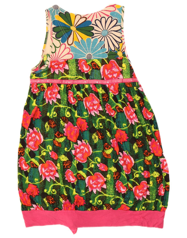 Desigual Womens Graphic Ärmelloses Blasenkleid UK 14 Großes rosa Blumenmuster