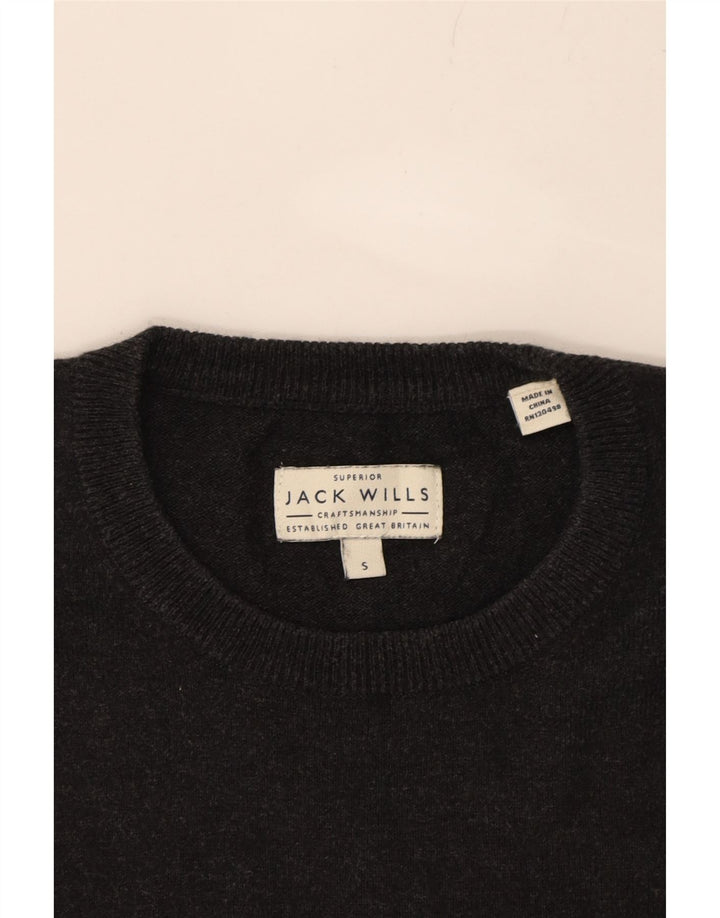 JACK WILLS Mens Crew Neck Jumper Sweater Small Grey Cotton Vintage Jack Wills and Second-Hand Jack Wills from Messina Hembry 