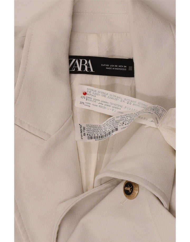 Zweireihiger Blazer für Damen von Zara, UK 6, XS, Weiß, Polyester