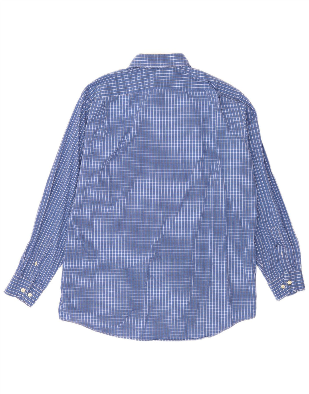Lacoste Herrenhemd Größe 40 mittelblau karierte Baumwolle