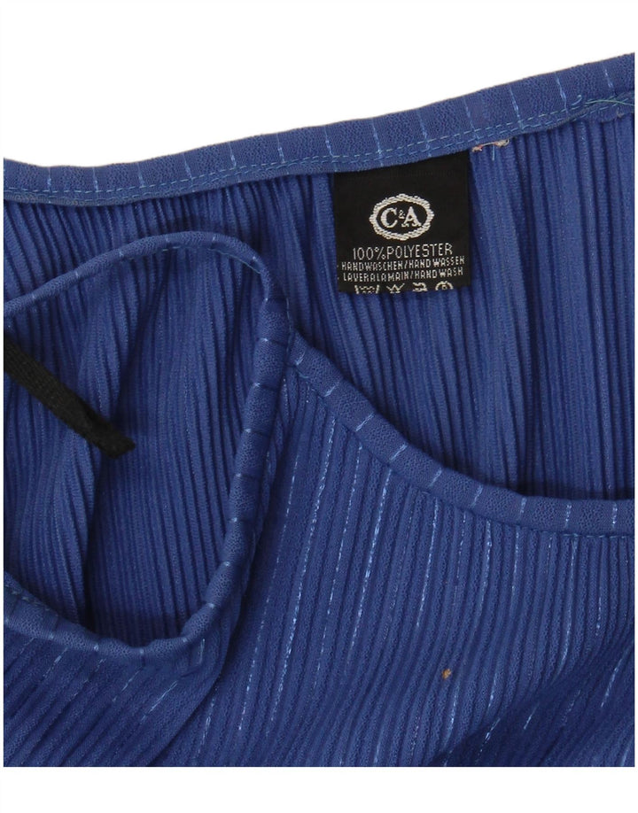 C&A Damen-Sommerkleid, UK 10, klein, blau gestreift, Polyester