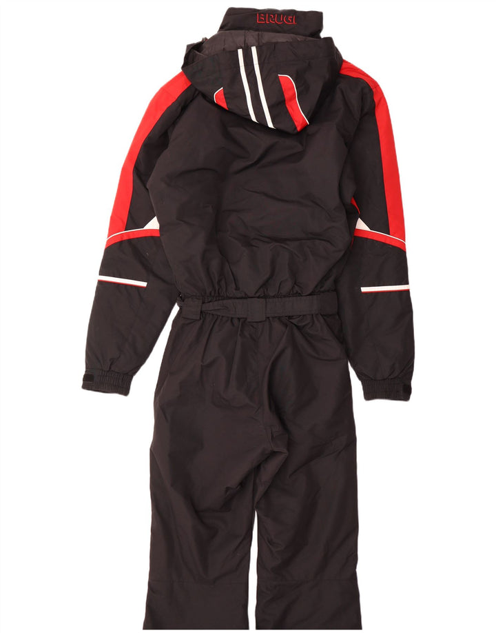 Brugi Herren-Skioverall mit grafischer Kapuze, Mittelschwarzes Colourblock-Polyamid