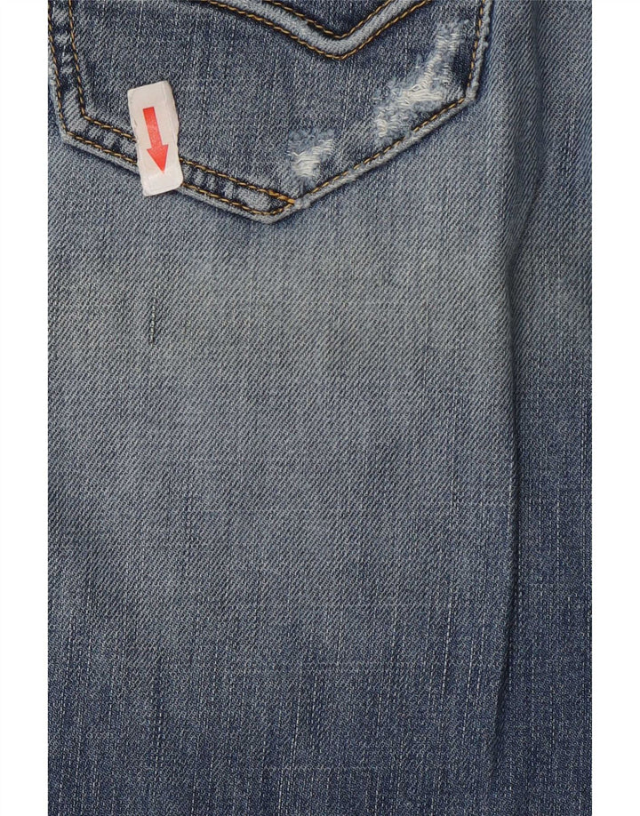 Gas Damen Distressed Straight Jeans W30 L30 Blaue Baumwolle