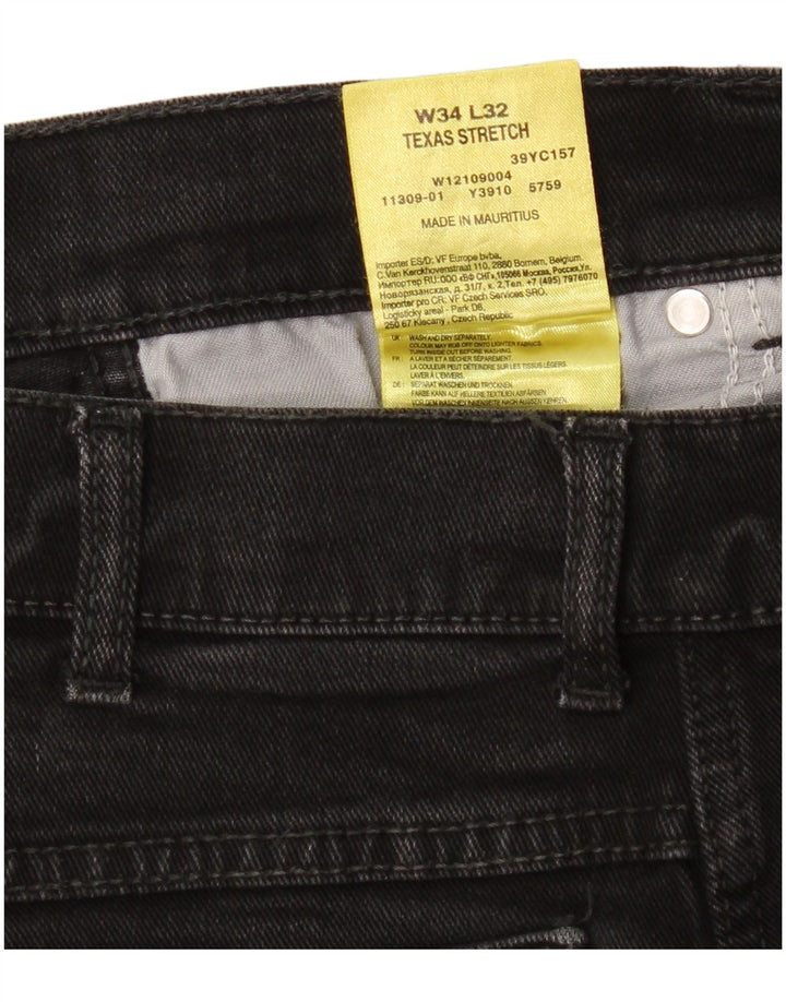 Wrangler Herren Texas Stretch Straight Jeans W34 L32 Schwarze Baumwolle