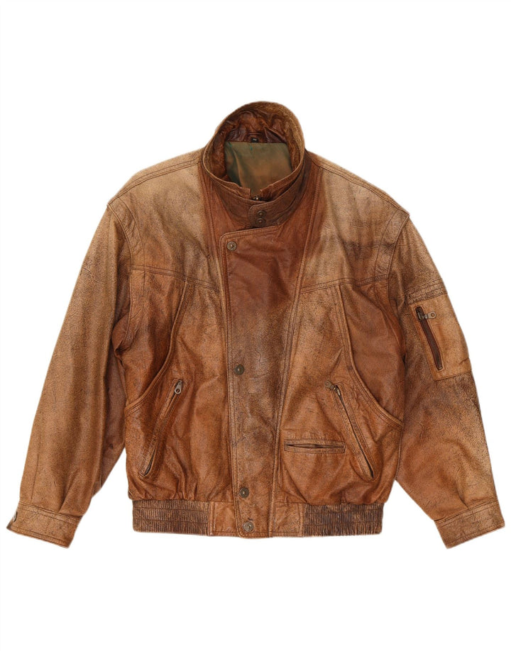 Trapper Herren Lederjacke IT 46 Small Braun