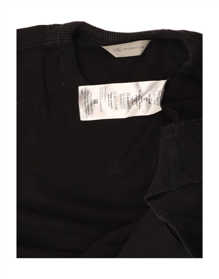 MARKS & SPENCER Mens Sweatshirt Jumper Medium Black Cotton Vintage Marks & Spencer and Second-Hand Marks & Spencer from Messina Hembry 