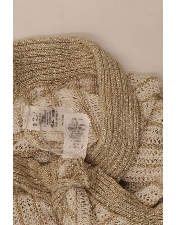 Vintage Damen 2-teiliges Rockset UK 8 Small W26 Beige gestreift aus Acryl