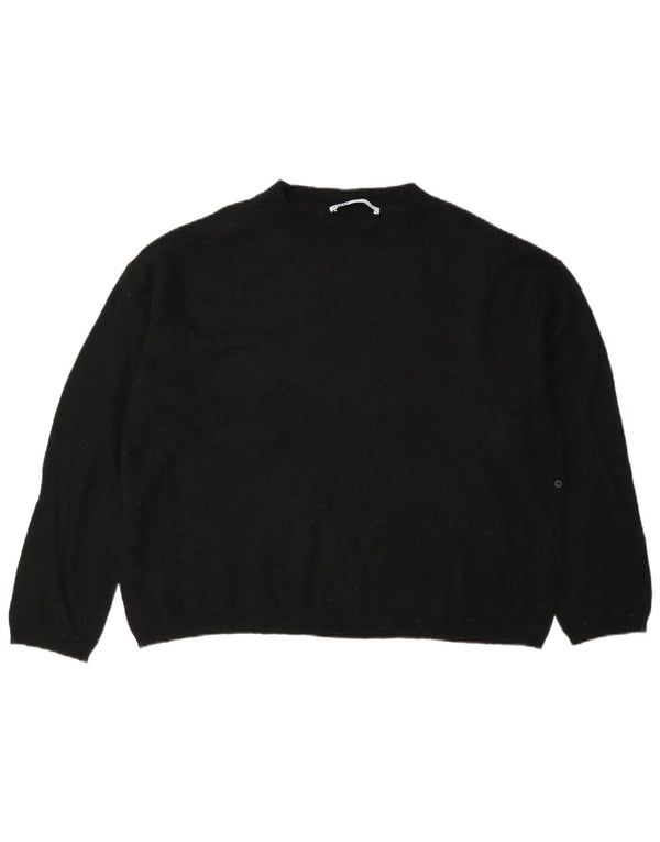 Zara Damen-Pullover, übergroß, Rundhalsausschnitt, Gr. 10, Größe S, schwarze Wolle