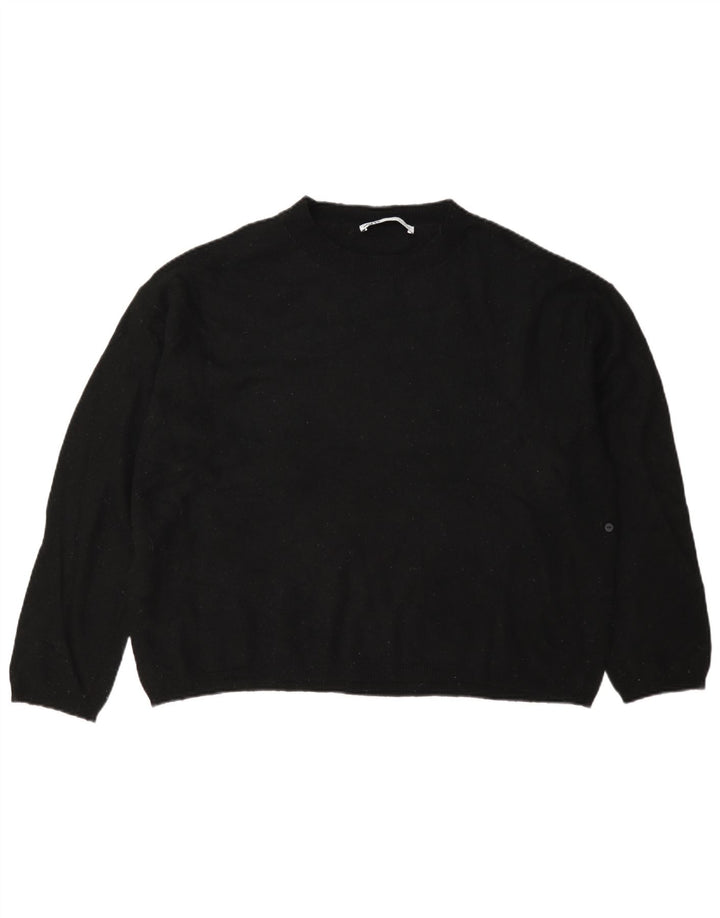 Zara Damen-Pullover, übergroß, Rundhalsausschnitt, Gr. 10, Größe S, schwarze Wolle