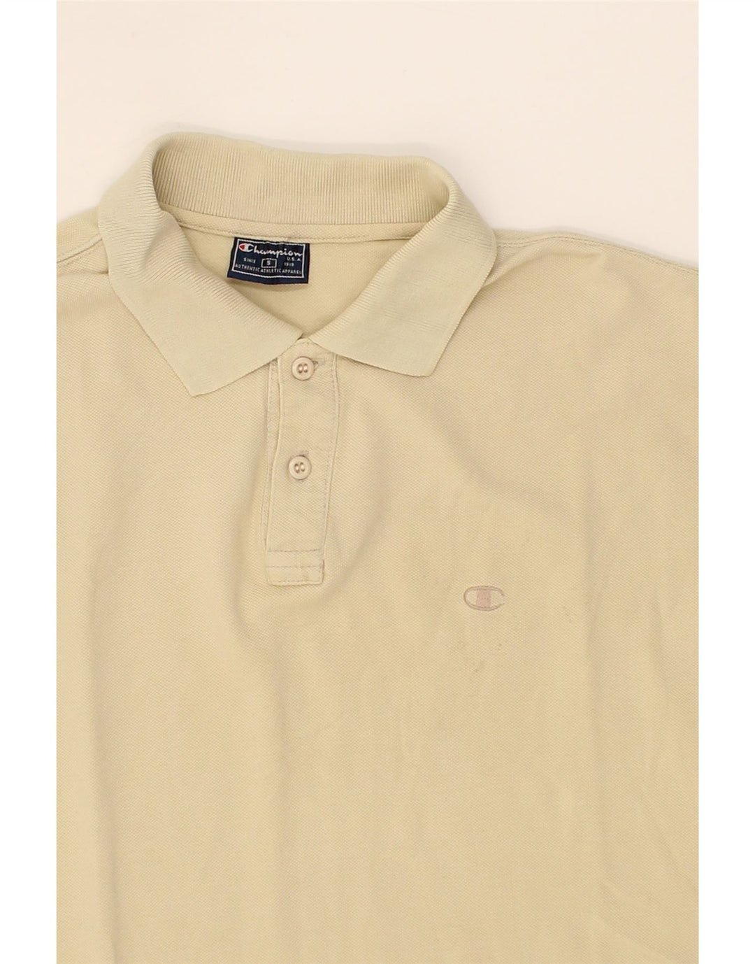 CHAMPION Mens Polo Shirt Small Beige Cotton Vintage Champion and Second-Hand Champion from Messina Hembry 