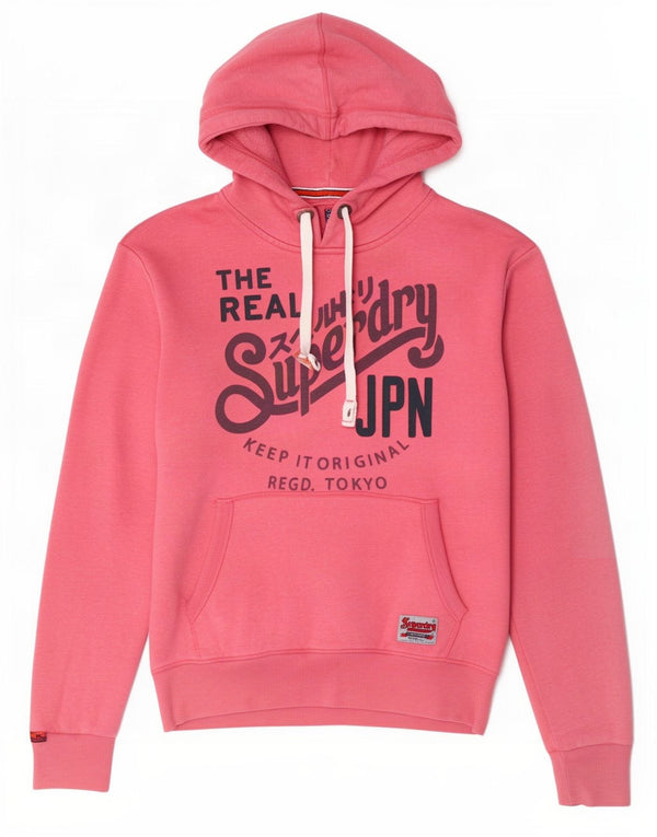 Superdry Damen Graphic Hoodie Pullover UK 20 2XL Rosa Baumwolle
