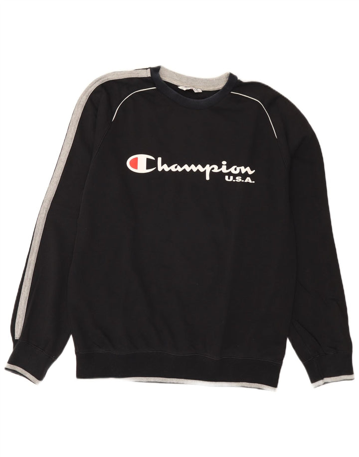 Champion Herren-Sweatshirt mit Grafik, groß, schwarze Farbblock-Baumwolle