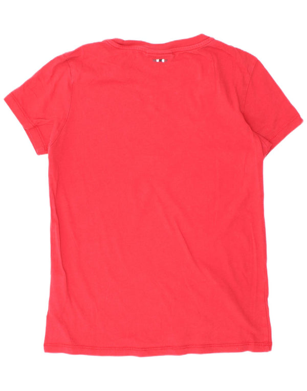 Napapijri Jungen T-Shirt mit Geographic-Grafik, 7–8 Jahre, rote Baumwolle