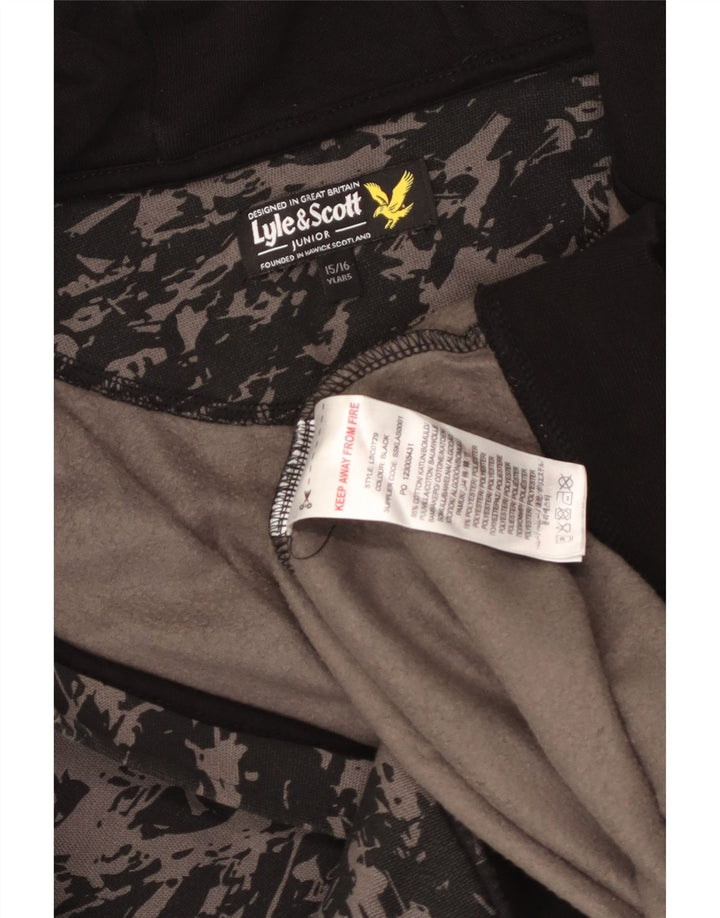 Lyle & Scott Jungen-Kapuzenpullover mit abstraktem Muster und Reißverschluss, 15–16 Jahre, Schwarz