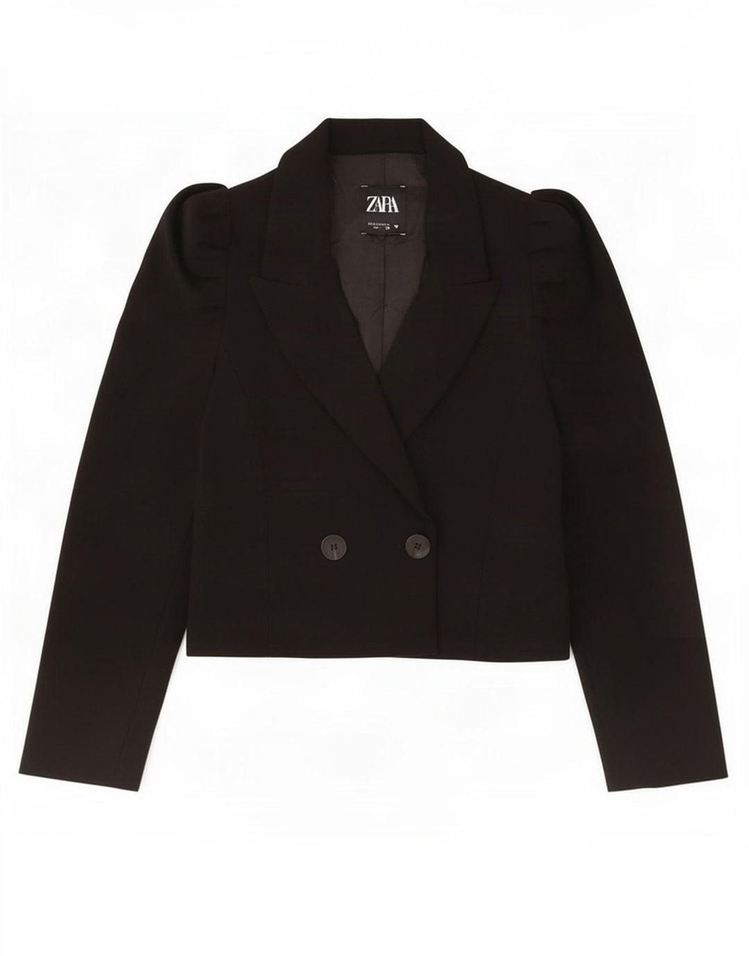 Zweireihige Bolerojacke für Damen von Zara, UK 10, Größe S, Schwarz, Polyester