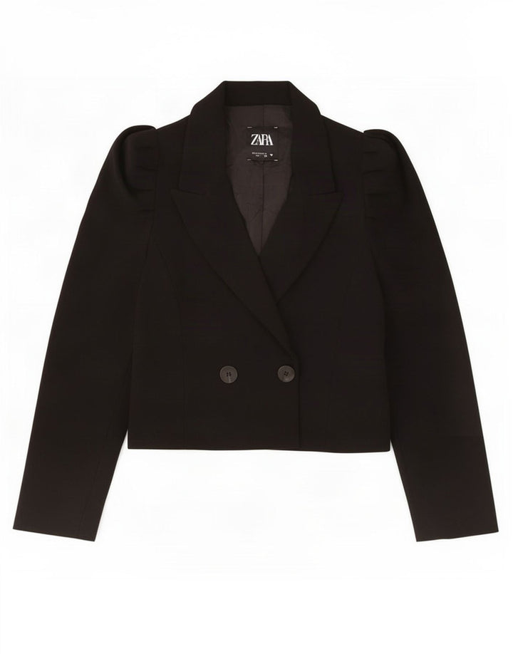Zweireihige Bolerojacke für Damen von Zara, UK 10, Größe S, Schwarz, Polyester