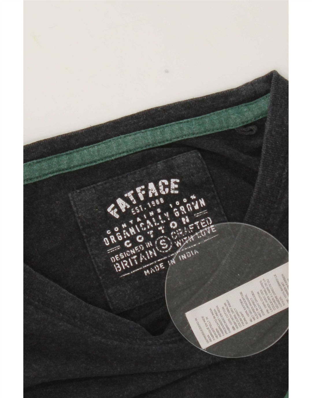 Fat Face Herren-Oberteil, langärmelig, klein, Grau, Colourblock-Baumwolle