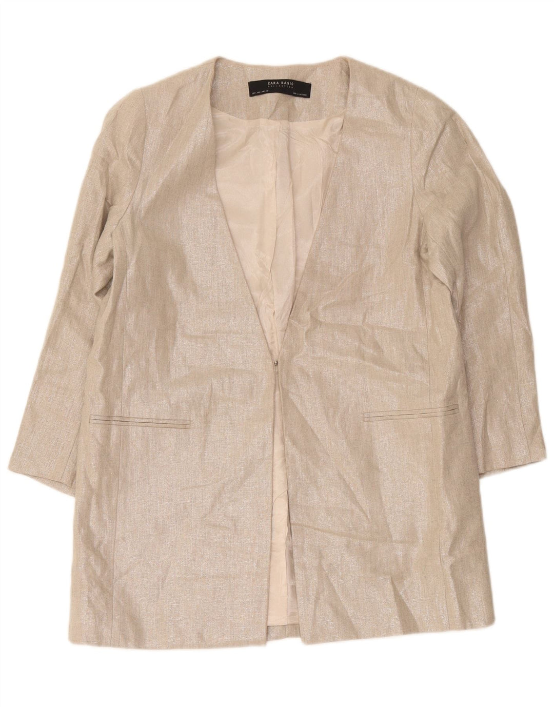 Zara Damen-Blazer mit 3/4-Ärmeln, Gr. 14, Grau