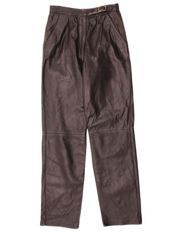 Vintage Damen Lederhose mit hoher Taille IT 42 Medium W24 L30 Schwarz