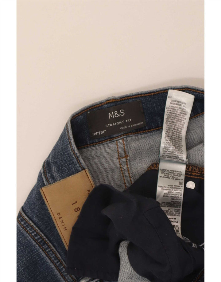 Marks & Spencer Herren Straight Jeans W34 L31 Blaue Baumwolle