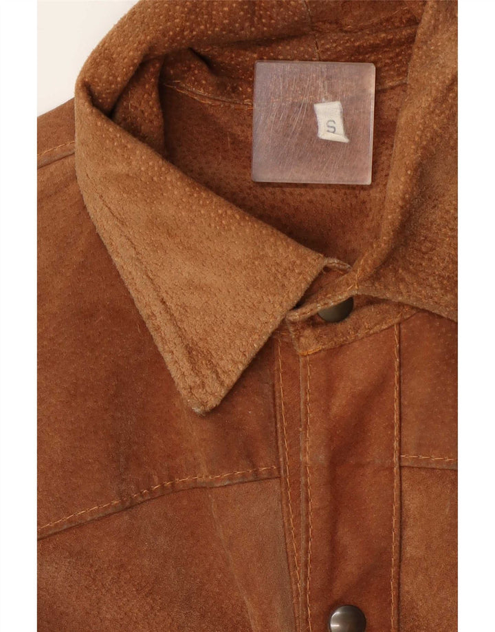 Vintage Herren Wildlederhemd Klein Braun
