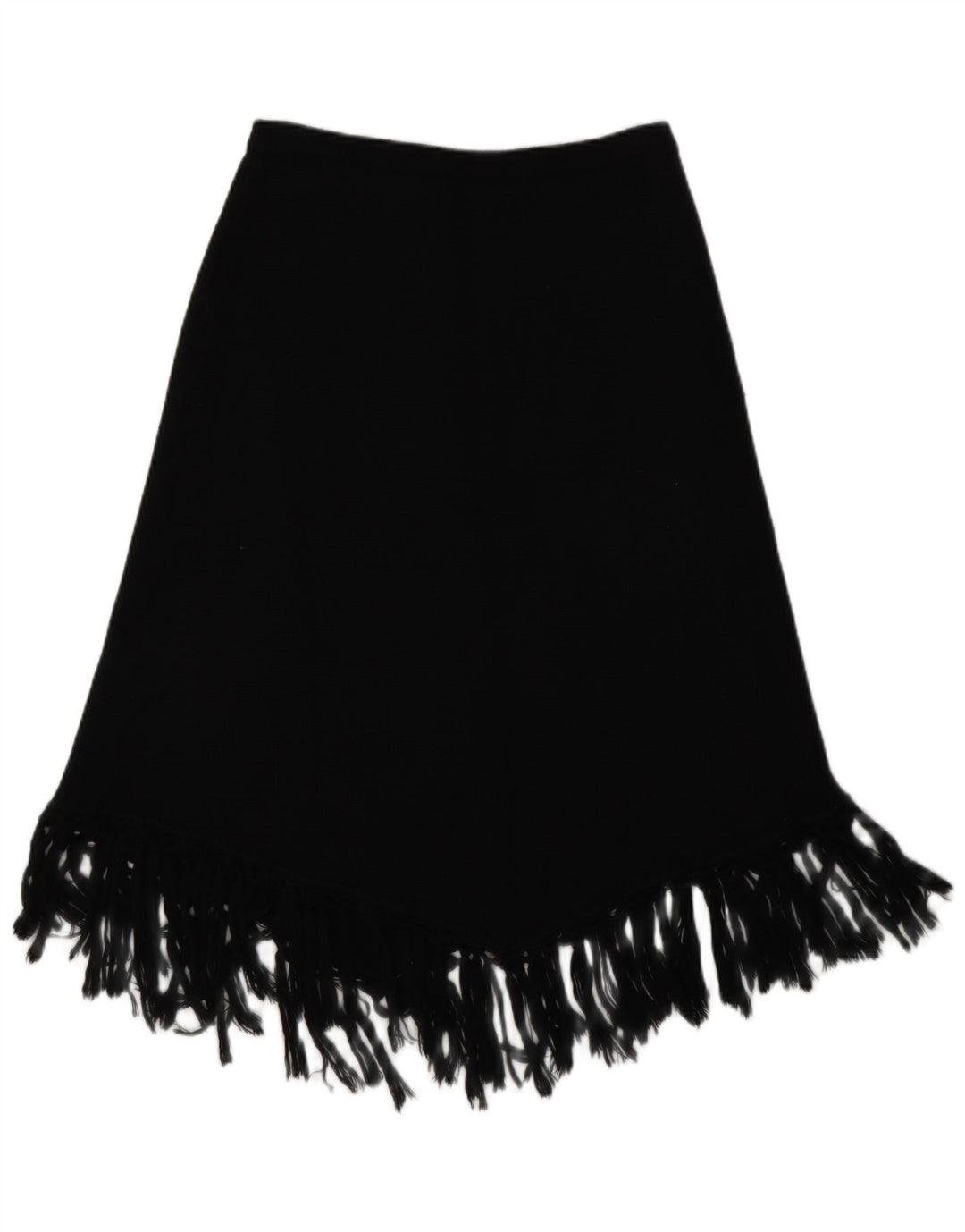 Max & Co. Asymmetrischer A-Linien-Strickrock für Damen, Größe L, W34, schwarze Schurwolle