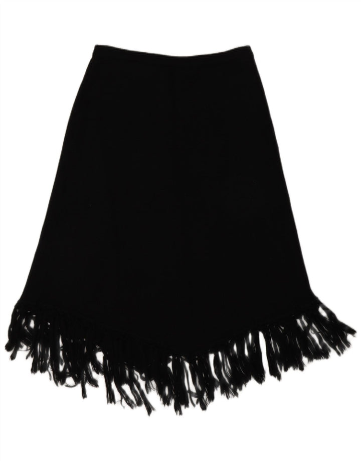 Max & Co. Asymmetrischer A-Linien-Strickrock für Damen, Größe L, W34, schwarze Schurwolle