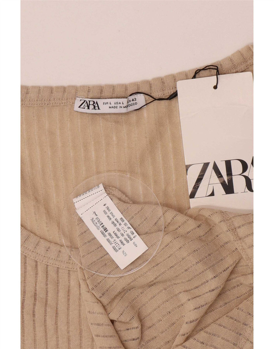 Durchsichtiges Weste-Oberteil für Herren von Zara, groß, beige, Polyester