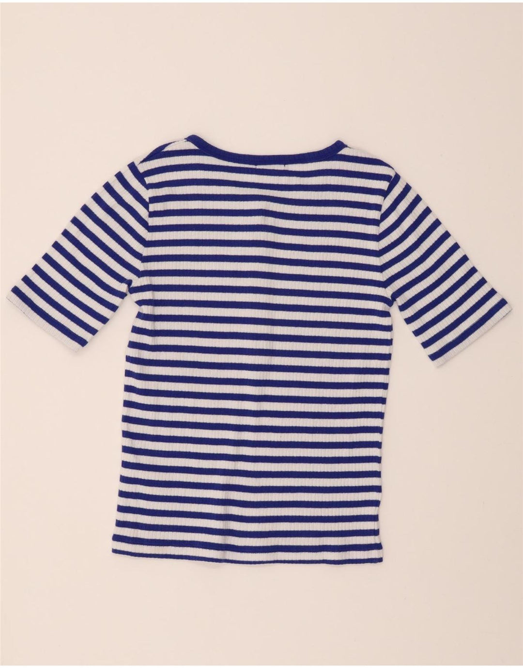 J. CREW Womens T-Shirt Top UK 12 Medium Blue Striped Cotton Vintage J. Crew and Second-Hand J. Crew from Messina Hembry 